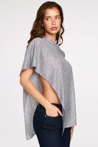 Poncho en jersey transparent Ghalia, gris