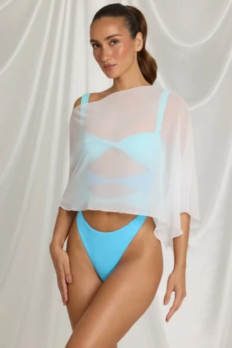 Poncho transparent Zarayah en blanc