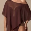 Poncho transparent Zarayah en marron espresso