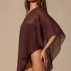 Poncho transparent Zarayah en marron espresso