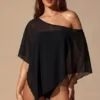 Poncho transparent Zarayah en noir