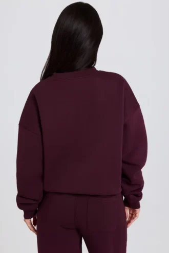Pull à col rond oversize en bordeaux