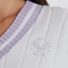 Pull court en coton à mailles torsadées, couleur lilas ivoire Pull court en coton à mailles torsadées, couleur lilas ivoire