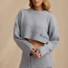 Pull court en maille côtelée bleu clair Pull court en maille côtelée bleu clair
