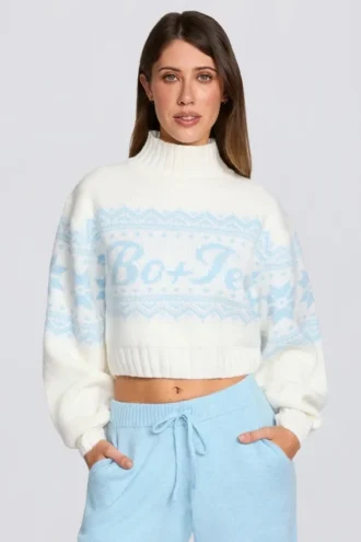 Pull court en maille jacquard ivoire