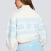 Pull court en maille jacquard ivoire Pull court en maille jacquard ivoire