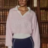 Pull oversize à col en V en jersey de coton rose poudré Pull oversize à col en V en jersey de coton rose poudré