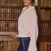 Pull oversize à col en V en jersey de coton rose poudré Pull oversize à col en V en jersey de coton rose poudré