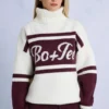 Pull oversize à col roulé en tricot bordeaux Pull oversize à col roulé en tricot bordeaux