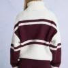 Pull oversize à col roulé en tricot bordeaux Pull oversize à col roulé en tricot bordeaux