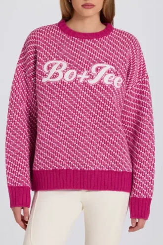 Pull oversize en maille avec logo, rose magenta