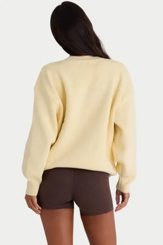 Pull oversize en maille côtelée, couleur citron