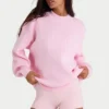 Pull oversize en maille côtelée rose pâle Pull oversize en maille côtelée rose pâle