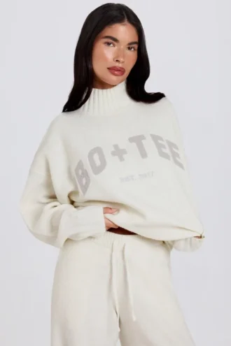 Pull oversize en maille douce, couleur ivoire