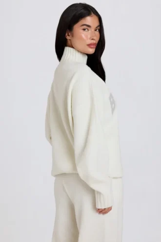 Pull oversize en maille douce, couleur ivoire