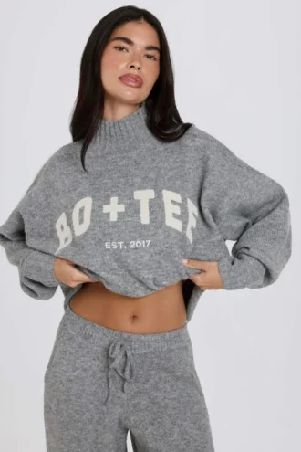 Pull oversize en maille douce, gris