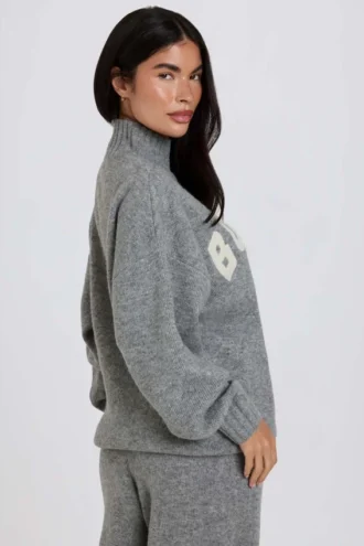 Pull oversize en maille douce, gris