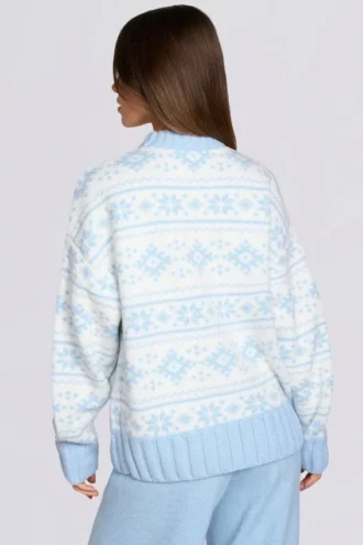 Pull oversize en maille jacquard bleu poudre