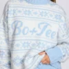 Pull oversize en maille jacquard bleu poudre Pull oversize en maille jacquard bleu poudre