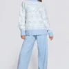 Pull oversize en maille jacquard bleu poudre Pull oversize en maille jacquard bleu poudre