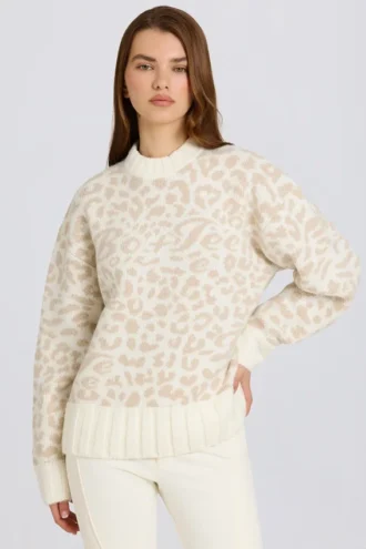 Pull oversize en maille jacquard, couleur Ice