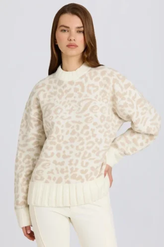 Pull oversize en maille jacquard, couleur Ice