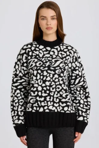 Pull oversize en maille jacquard noir