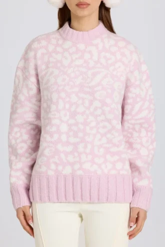 Pull oversize en maille jacquard rose