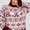 Pull oversize en maille jacquard rouge cramoisi Pull oversize en maille jacquard rouge cramoisi