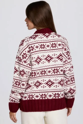 Pull oversize en maille jacquard rouge cramoisi