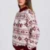 Pull oversize en maille jacquard rouge cramoisi Pull oversize en maille jacquard rouge cramoisi