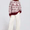Pull oversize en maille jacquard rouge cramoisi Pull oversize en maille jacquard rouge cramoisi