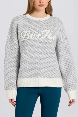 Pull oversize à logo en maille, couleur Ice