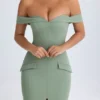 Rasine Robe mi-longue à épaules dénudées en vert kaki Rasine Robe mi-longue à épaules dénudées en vert kaki
