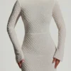 Robe A-line à dos nu et ornée Grazina en blanc Robe A-line à dos nu et ornée Grazina en blanc