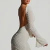 Robe A-line à dos nu et ornée Grazina en blanc Robe A-line à dos nu et ornée Grazina en blanc