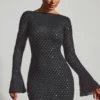Robe A-line à dos nu et ornée Grazina, en noir Robe A-line à dos nu et ornée Grazina, en noir