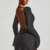 Robe A-line à dos nu et ornée Grazina, en noir Robe A-line à dos nu et ornée Grazina, en noir