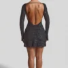 Robe A-line à dos nu et ornée Grazina, en noir Robe A-line à dos nu et ornée Grazina, en noir