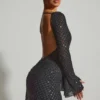 Robe A-line à dos nu et ornée Grazina, en noir Robe A-line à dos nu et ornée Grazina, en noir