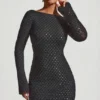 Robe A-line à dos nu et ornée Grazina, en noir Robe A-line à dos nu et ornée Grazina, en noir
