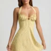 Robe A-line à dos nu Nerine à imprimé floral jaune