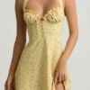 Robe A-line à dos nu Nerine à imprimé floral jaune