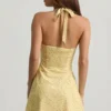 Robe A-line à dos nu Nerine à imprimé floral jaune