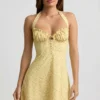 Robe A-line à dos nu Nerine à imprimé floral jaune