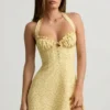 Robe A-line à dos nu Nerine à imprimé floral jaune
