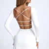 Robe A-line à dos nu Tansy en blanc Robe A-line à dos nu Tansy en blanc