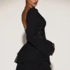 Robe A-line en mousseline de soie Reinara avec corset orné, en noir Robe A-line en mousseline de soie Reinara avec corset orné, en noir