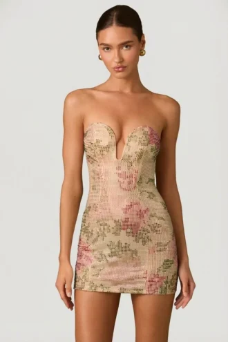 Robe A-line à encolure en cœur et ornements Harlie en rose Hotfix