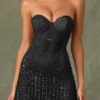 Robe A-line à encolure en cœur et ornements Viela en noir Robe A-line à encolure en cœur et ornements Viela en noir